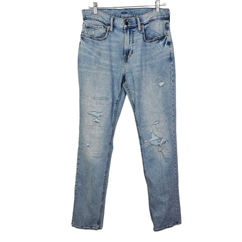 Old Navy Men 32x32 Slim Built in Tough Light Wash Distressed Jeans Denim - 第 1/9 張圖片