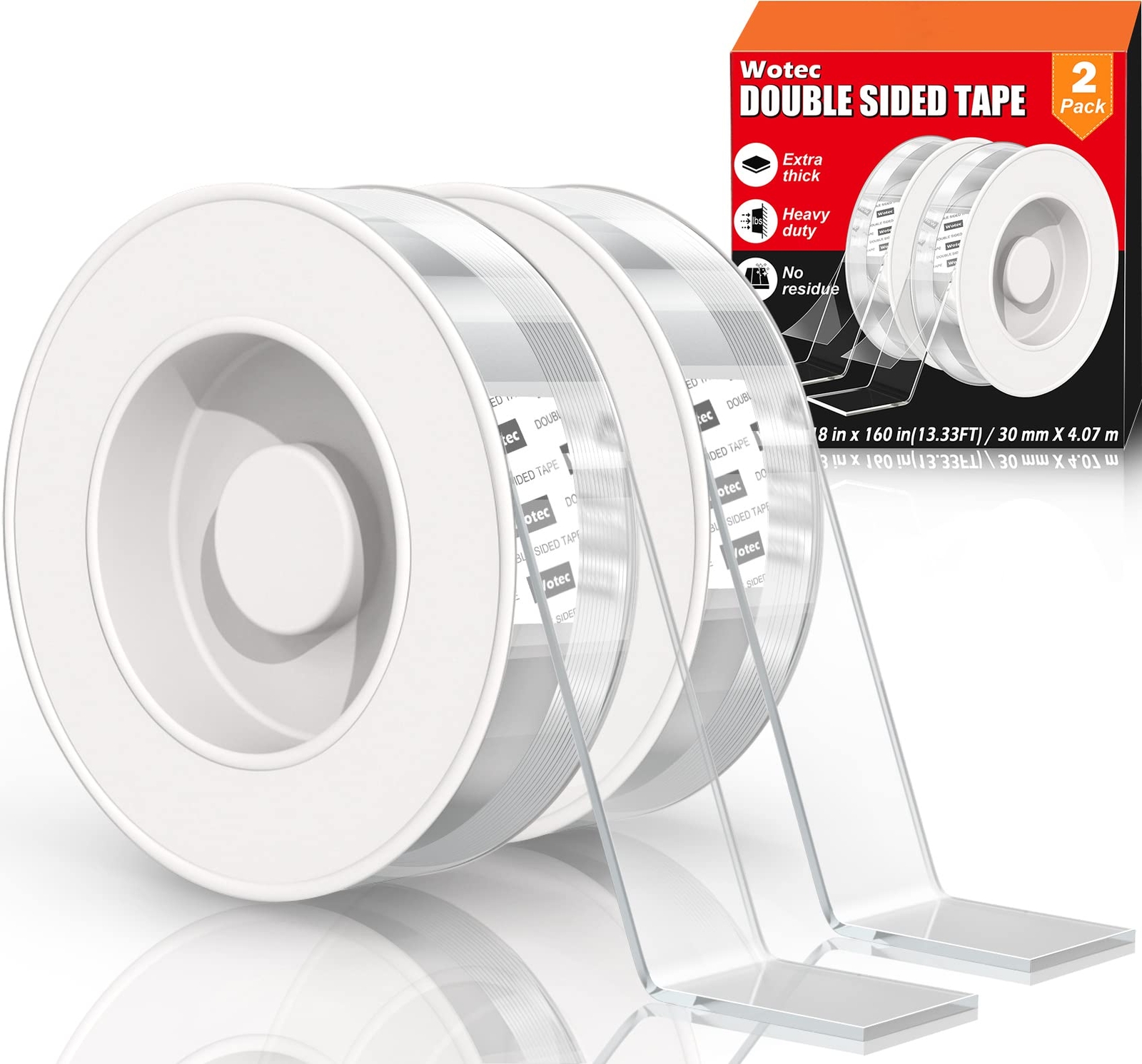 2 Pack Extra Large Double Sided Tape Heavy Duty Removable 1.18 Inch x 160 Inc...