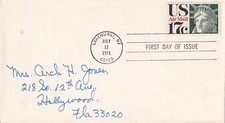 STAMP US SCOTT C80  Head of Liberty  17 CENT 1971 FDC - F