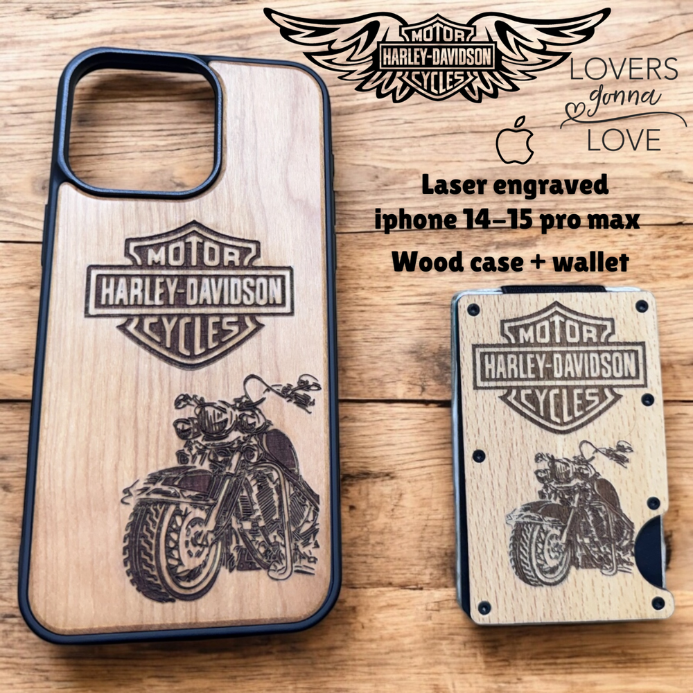 HARLEY DAVIDSON Wood Shockproof Case for iPhone 16 15 14  Pro Max+ wood wallet