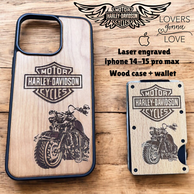HARLEY DAVIDSON Wood Shockproof Case for iPhone 16 15 14  Pro Max+ wood wallet
