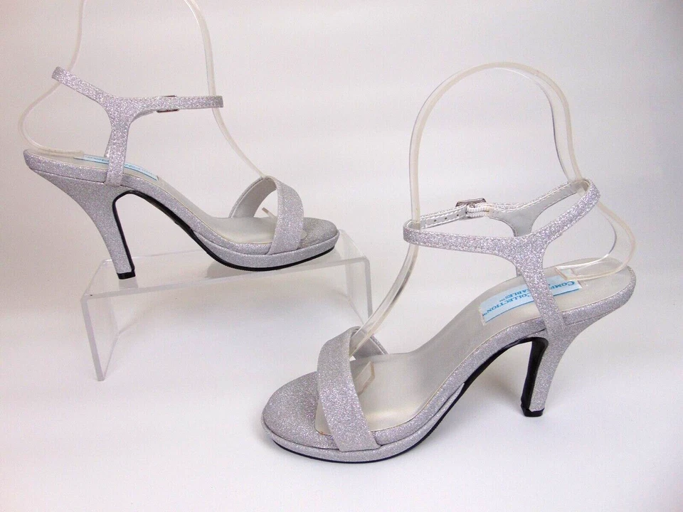 NEW! Dyeables Womens Aurora Ankle Strap Dress Sandals Size 5.0 B, Silver Glitter - Image 3 of 4