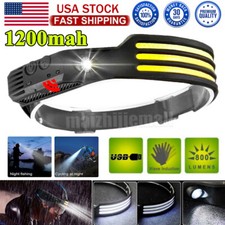 6000K COB LED Headlamp USB Rechargeable Headlight Bar Head Band Torch Work Light