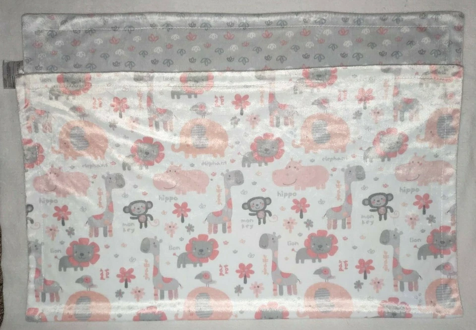 Manta bebé SL Home Fashions rosa gris selva 119741 Minky Lovey Flower Safari Foto 2 de 4