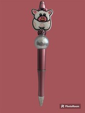 Pink Cow Beaded Black Ink pen