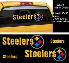 SET OF 4 Pittsburgh Steelers Decals Stickers Car window,Two 23"x7" Two 10"x2.5"