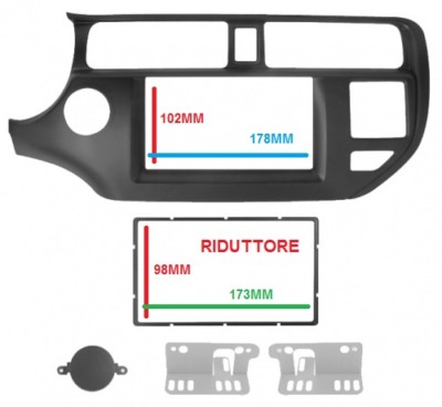 Mascherina Autoradio 2 DIN Nera Per KIA Cee'd, Telaio Di Montaggio ACV