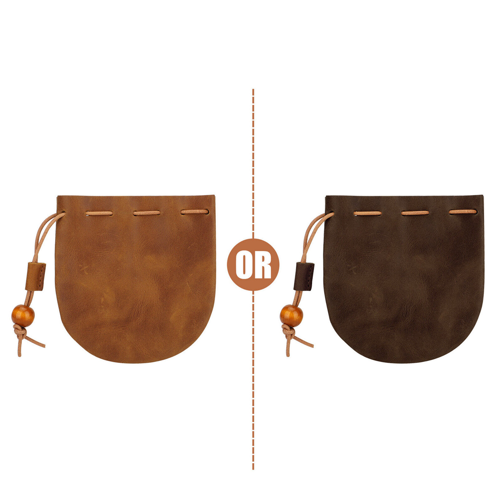 Classic Leather Wallet with Drawstring Coin Pouch and Small Purse