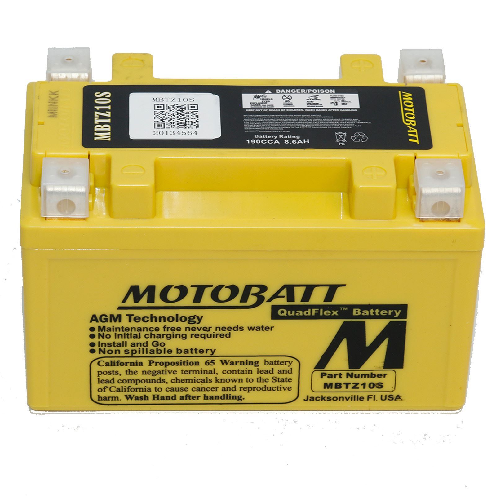 Motobatt MBTZ10S AGM Motorcycle Battery for Yamaha MT-09 21-