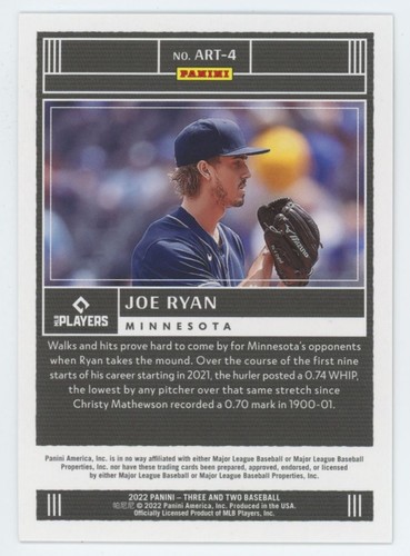 2022 Panini Three and Two Joe Ryan Rookie 21/150 Baseball Card #ART-4 - Picture 2 of 2