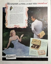 1940 Whitmans Chocolates Sampler Moonlight Girl Man Fairhill Vintage Print Ad