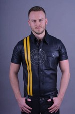 Genuine Lambskin Casual Handmade Shirt Leather Black Men Classic Stylish Formal