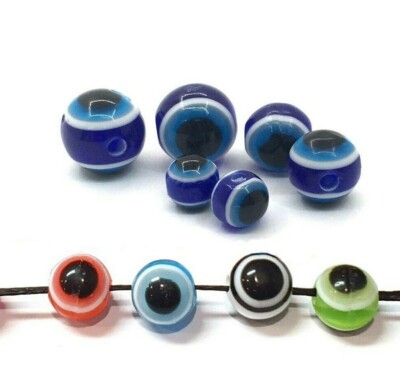 100 Nazar Boncuk Türkische Blau Auge Kunststoff Perlen Schmuck 6/8/10mm Evil Eye