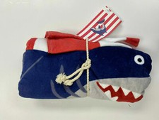 Pottery Barn Kids Shark Stripe Kid Beach Hooded Towel 23x 34" Red White 9817