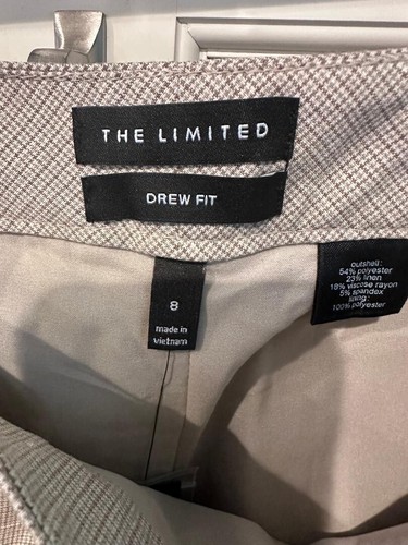 Nuevo Pantalones de vestir The Limited talla 8 beige a cuadros - Imagen 2 de 4