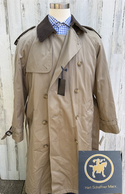 New! Hart Schaffner Marx Smart Coat Long Trench Burnett Tan Beige 40L $395