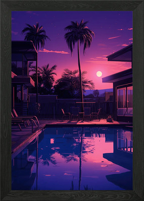 LoFi Pool gerahmtes Wandbild Poster Leinwanddruck Bild