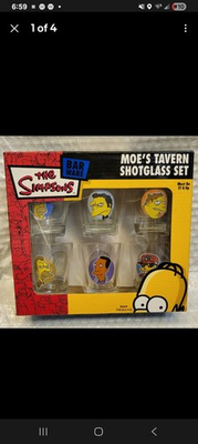 #ad The Simpsons Moe#x27;s Tavern 6 Shot Glass Set Homer Moe Duffman Barney Carl Lenny $25.99