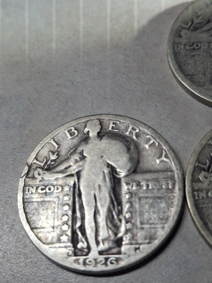 Four (4) 1926 S Standing Liberty Quarters:  - Image 2 of 3