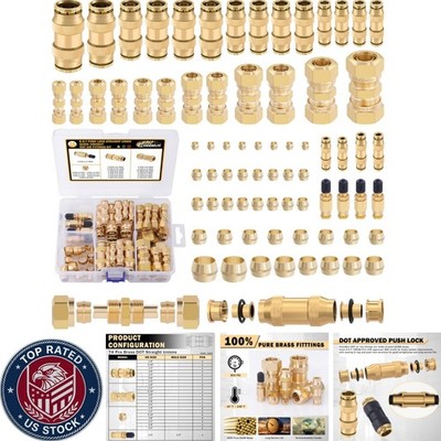 Quality Brass Air Line Fittings Kit - 74 Pieces for Reliable Connections