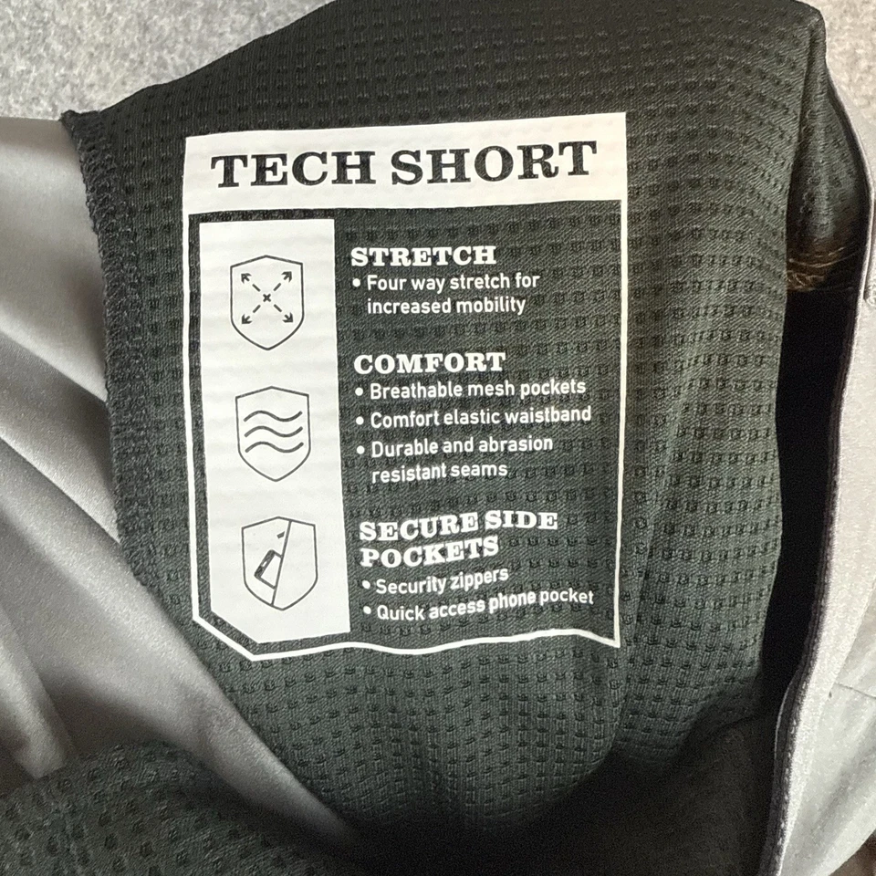 Pantalones Cortos Orvis Tech Para Hombre 34 Gris Elástico Cremallera Bolsillo Senderismo Gorpcore Foto 4 de 4