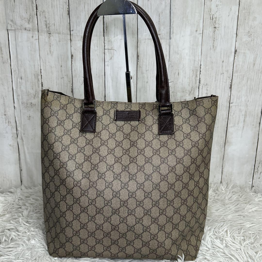 Gucci GG Spring PVC Tote Bag in Brown Leather with Logo