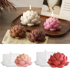 2 Pack Lotus Flower Soap & Candle Mold - Silicone 3D Molds for Candy & Home Deco