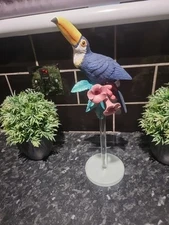 Vintage Franklin Mint Toucan & Trumpet Flowers birds of Paradise collection