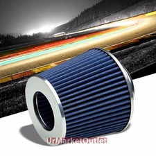 3" ShortRam/Cold Intake Tapered Cone-2-Layer Micro Cotton Air Filter+ Clamp Blue