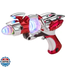 Playbees Light-Up Noise Blaster - Red - 11.5 Inches - Super Spinning Space So