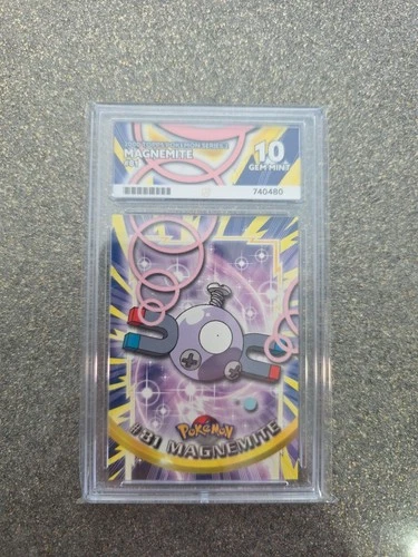 Ace Grade 10 - Pokemon Topps Series 2 - Magnemite #81 - Blue Logo