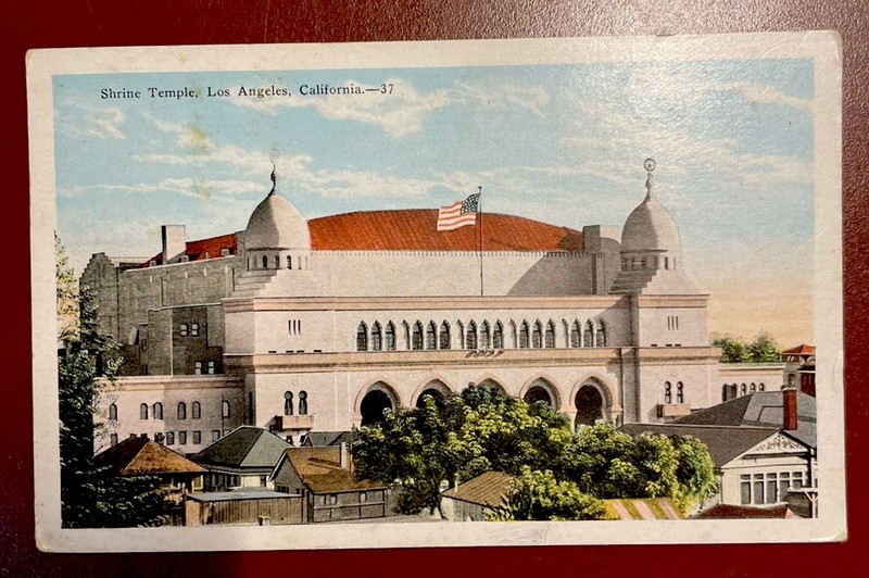 PC Vtg Post Card USA Los Angeles Shrine Temple 1952 Posted