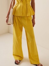 Ulla Johnson Pascale Sunsprite Cotton Linen Wide Leg Pants Sz 4 Runway 2023