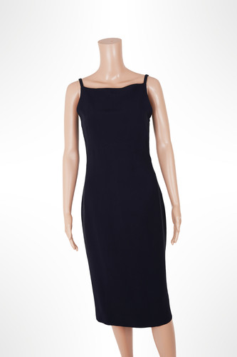 Moschino Couture, Vintage Moschino Couture Midi Dress Navy Blue Made in Italy Minimal M