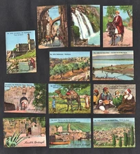 Holy Lands Rare Lindt Poster Stamp 12 Card Set 1939 Jerusalem Nazareth Bethlehem