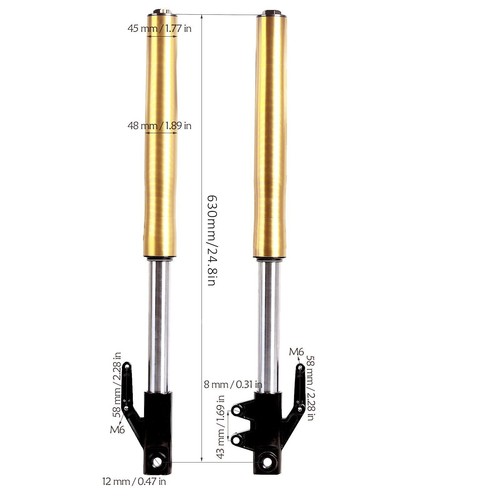 12mm 45/48mm Front Forks Triple 630mm Shock for Apollo Dirt Bike MX500 70 110CC - Picture 2 of 11