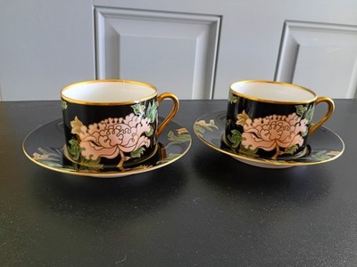 Fitz and Floyd - Cloisonne Peony - Cup & Saucer 2-Piece Set - 2 Sets