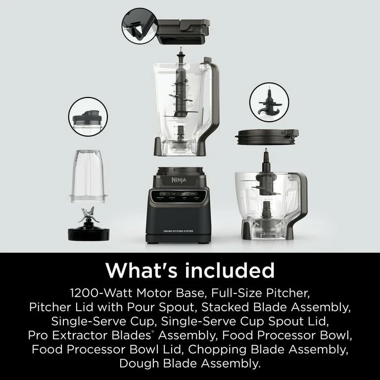 Ninja 1200W Kitchen System KS500WMBK Blender 72oz Pitcher 8cup Bowl