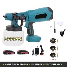 2 Battery Cordless Paint Sprayer Fence Wall Airless 21V HVLP 1000ML Spray Gun UK
