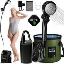 Portable Camping Shower Pump 6000mAh Rechargeable Large Capacity Foldable Bucket