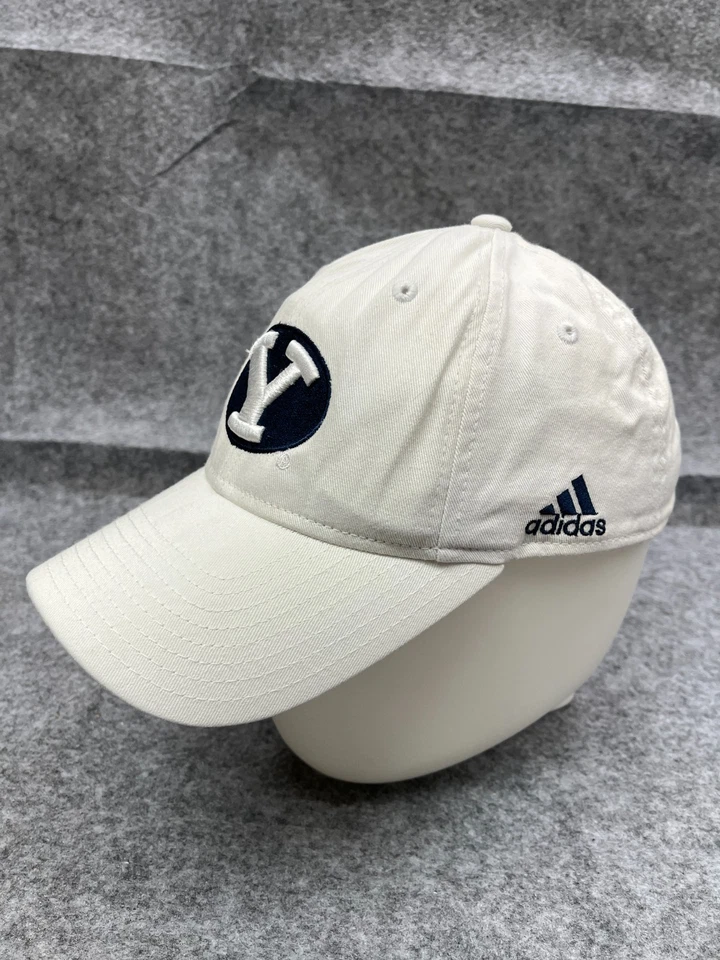 BYU Pumas Adidas Sombrero Gorra Correa Trasera Adulto Blanco Azul 100% Algodón NCAA Foto 4 de 4
