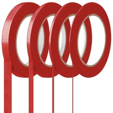 4 Rolls Pinstripe Masking Tape Set Red 1/16 1/8 1/4 1/2 Inch Wide for Auto Paint