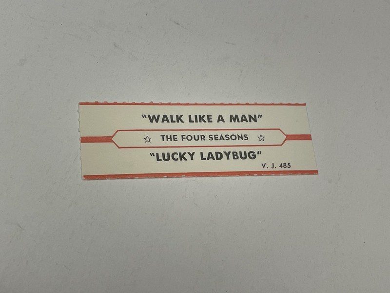 Jukebox Title Strip Four Seasons Walk Like A Man Lucky Ladybug Vee Jay VJ