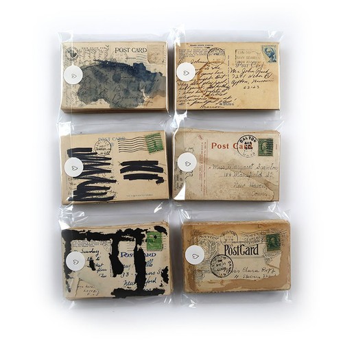 40 Damaged Used Postcards Lot - Vintage Distressed Posted Weathered Stained Mail
