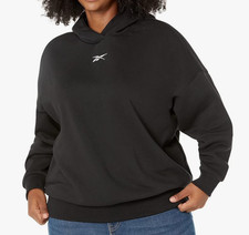 NEW Reebok Womens Pullover Lux Oversized Hoodie Sweatshirt SMALL Hoody Black