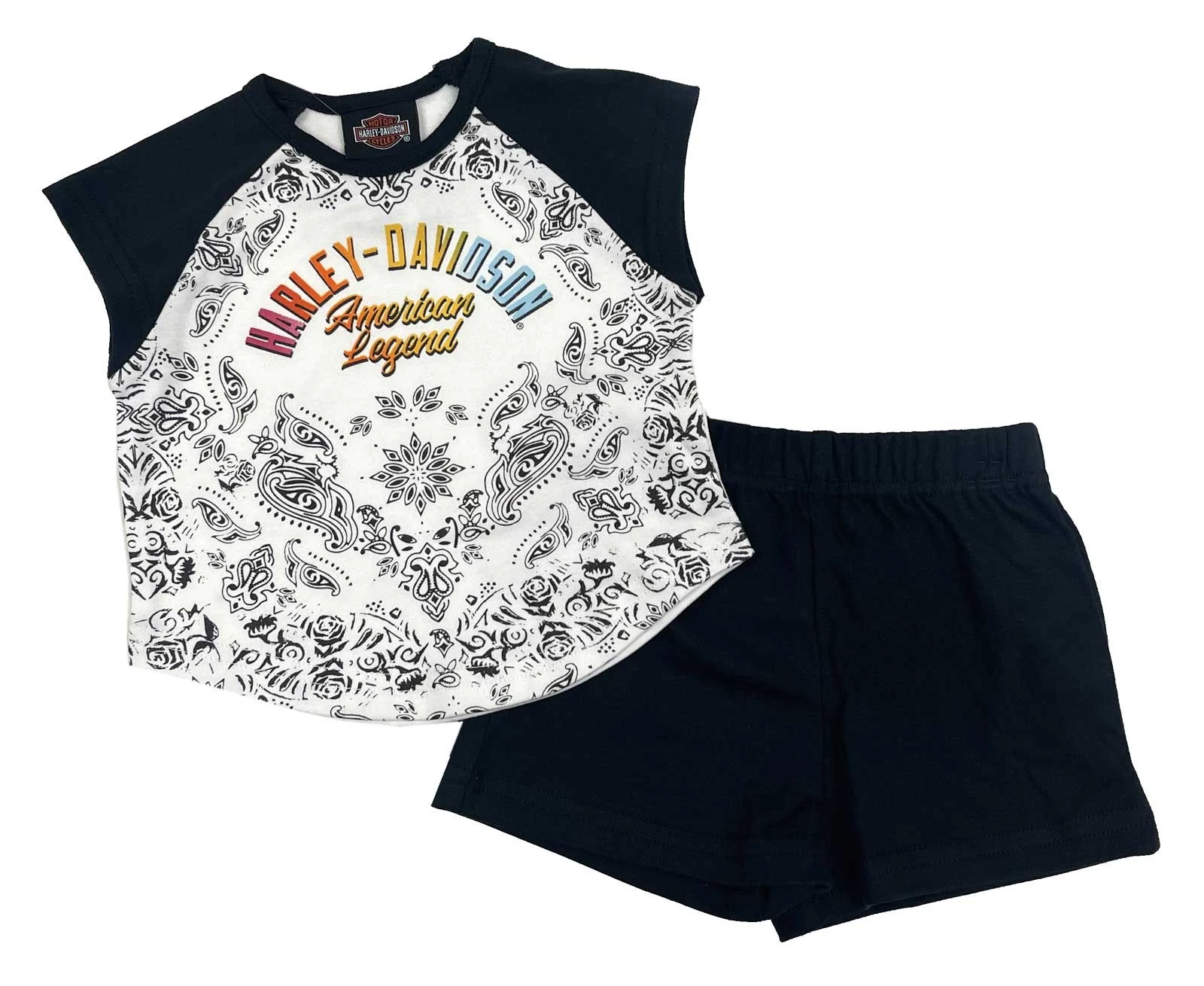 Harley-Davidson Baby Girls' 2 Piece Knit Raglan Shirt & Shorts Infant Set