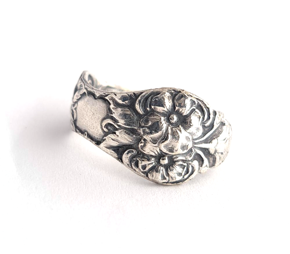 Spoon Ring Size 7.5 TH Marthinsen Norway Demitasse Wild Rose