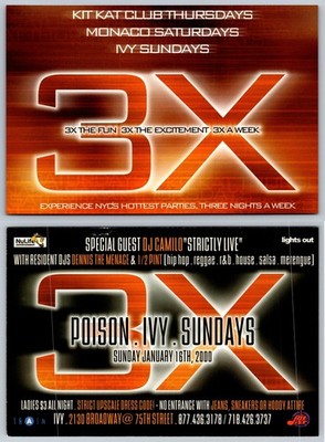 2000 NYC DJ Camilo Ivy Nightclub Party Flyer Postcard NuLife Entertainment