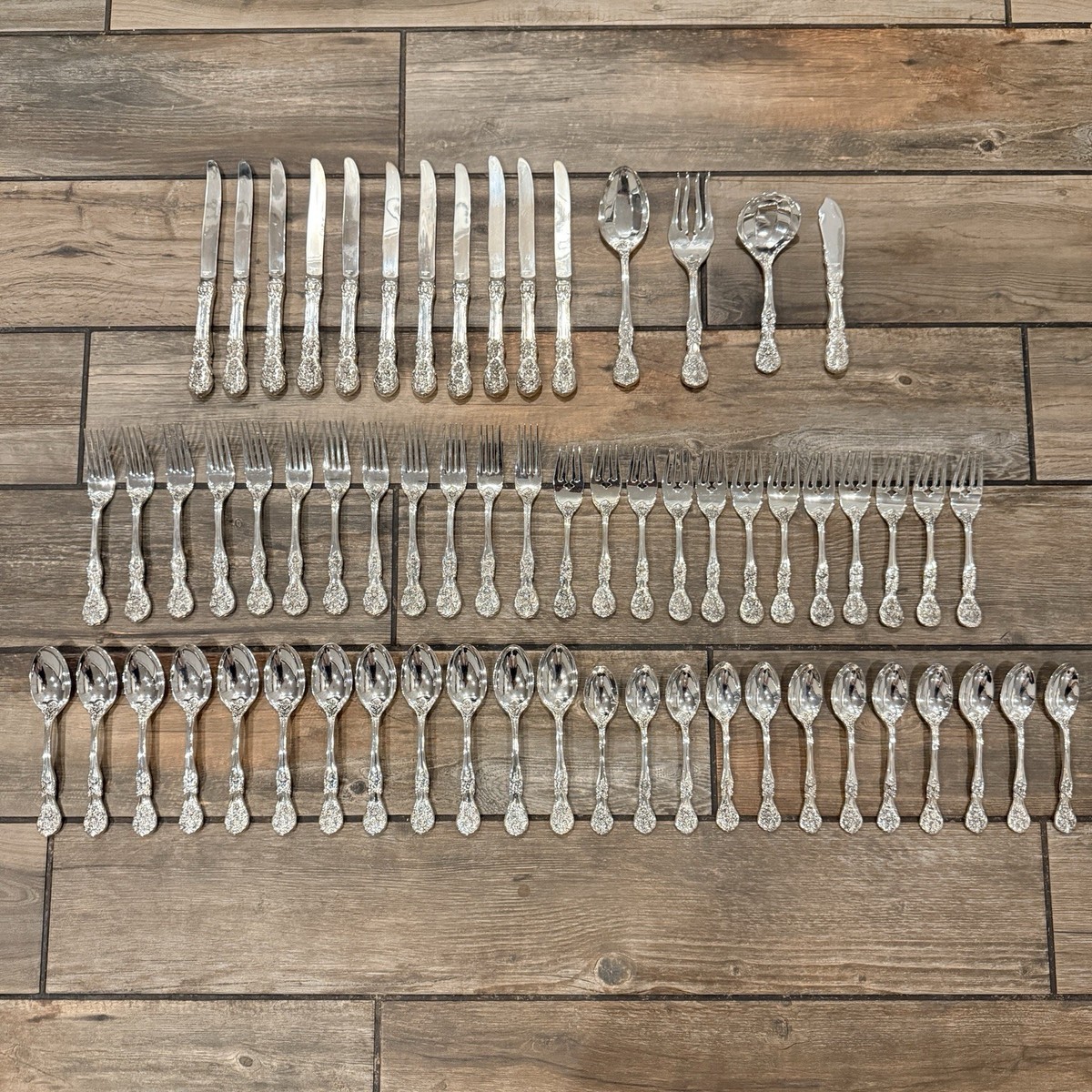 FB Rogers French Rose Vintage 63 Piece Silverplate Flatware Set