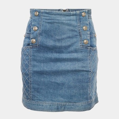 Pierre Balmain Blue Denim Mini Skirt MWaist 27